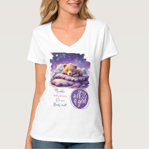 ベビーベアースリーピングパープル銀河系ガールベビーシャワー Tシャツ