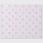 ベビーベアーパープルラベンダー生まれたばかりのベビーガール名 ラッピングペーパー (フラット)