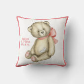 ベビーベアーピンクリボンウォーター色ベビーガール クッション (裏面)