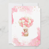 ベビーベアーピンク金ゴールドホットエアバルーンベビーシャワー 招待状 (裏面)