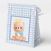 ベビーベアーブルー市松模様にバースデーパーティー フェイバーボックス (裏面サイド)