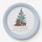 ベビーベア常緑冬の赤ちゃんシャワー ペーパープレート (正面)