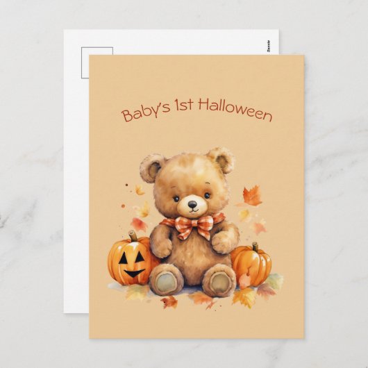 ベビーベア最初のハロウィーンの挨拶 シーズンポストカード (正面/裏面)