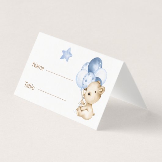ベビーベア男の赤ちゃんベビーシャワーテーブルカード (正面)