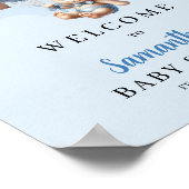 ベビーベア青アイボリーバルーン赤ちゃんシャワー歓迎 ポスター (角)