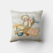 ベビーベア飛行機の水の色ベビーガールヴィンテージ クッション (裏面)