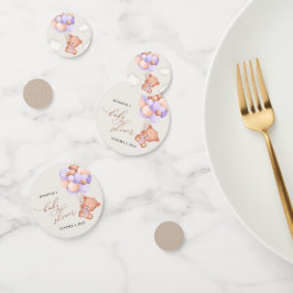 ベビーベア，かわいいクマ，紫色の風船，赤ちゃんシャワー コンフェッティ