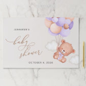 ベビーベア，かわいいクマ，紫色の風船，赤ちゃんシャワー ペーパーパッド (インサイチュ)