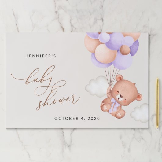 ベビーベア,かわいいクマ,紫色の風船,赤ちゃんシャワー ペーパーパッド (インサイチュ)