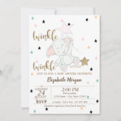 ベビーベア、きらめく小さな星の赤ちゃんシャワー 招待状 (正面)