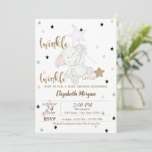 ベビーベア、きらめく小さな星の赤ちゃんシャワー 招待状 (スタンド正面)