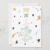 ベビーベア、きらめく小さな星の赤ちゃんシャワー 招待状 (裏面)