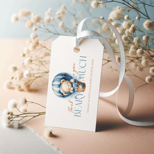 ベビーベア・イン・ブルー・ホット・エアバルーン ギフトタグ