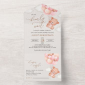 ベビーベア,テディベア,ピンクバルーン,ベビーシャワー オールインワン招待状 (内側)