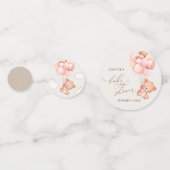 ベビーベア，テディベア，ピンクバルーン，ベビーシャワー コンフェッティ (正面)