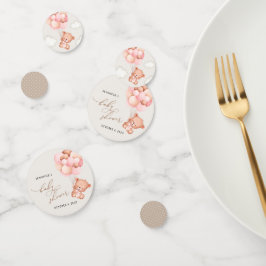 ベビーベア，テディベア，ピンクバルーン，ベビーシャワー コンフェッティ