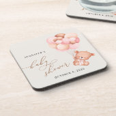 ベビーベア,テディベア,ピンクバルーン,ベビーシャワー コースター (左側)