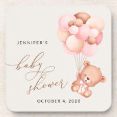 ベビーベア,テディベア,ピンクバルーン,ベビーシャワー コースター (正面)