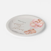 ベビーベア，テディベア，ピンクバルーン，ベビーシャワー ペーパープレート (アングル)