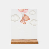 ベビーベア，テディベア，ピンクバルーン，桃佐バー アクリルサイン (正面)