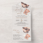 ベビーベア、テディベア、ブラウンバルーン、ベビーシャワー オールインワン招待状 (内側)