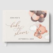 ベビーベア、テディベア、ブラウンバルーン、ベビーシャワー ゲストブック (正面)