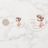 ベビーベア、テディベア、ブラウンバルーン、ベビーシャワー コンフェッティ (裏面)