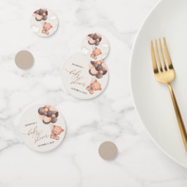 ベビーベア、テディベア、ブラウンバルーン、ベビーシャワー コンフェッティ