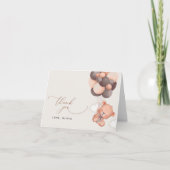 ベビーベア、テディベア、ブラウンバルーン、ベビーシャワー サンキューカード (正面)