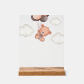 ベビーベア，テディベア，ブラウンバルーン，桃佐バー アクリルサイン (正面)