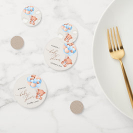 ベビーベア、テディベア、ブルーバルーン、ベビーシャワー コンフェッティ