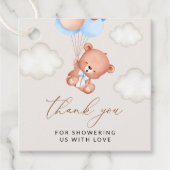 ベビーベア、テディベア、ブルーバルーン、ベビーシャワー フェイバータグ (正面)