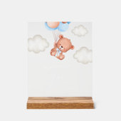 ベビーベア、テディベア、ブルーバルーン、桃佐バー アクリルサイン (正面)