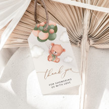 ベビーベア，テディベア，緑の風船，赤ちゃんシャワー