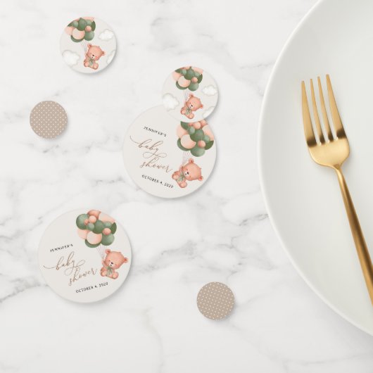 ベビーベア，テディベア，緑の風船，赤ちゃんシャワー コンフェッティ (グループ)