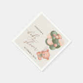 ベビーベア，テディベア，緑の風船，赤ちゃんシャワー スタンダードカクテルナプキン (角)