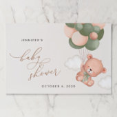 ベビーベア，テディベア，緑の風船，赤ちゃんシャワー ペーパーパッド (正面)