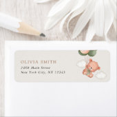 ベビーベア，テディベア，緑の風船，赤ちゃんシャワー ラベル (インサイチュ)