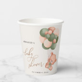 ベビーベア，テディベア，緑の風船，赤ちゃんシャワー 紙コップ (正面)