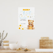 ベビーベア&ハニーガール、男の子の赤ちゃんシャワーへようこそ ポスター (キッチン)