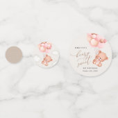 ベビーベア、ピンクバルーン、第1誕生日 コンフェッティ (正面)