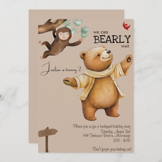 ベビーベア 招待状 (正面/裏面)