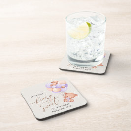 ベビーベア、紫色のバルーン、最初の誕生日 コースター