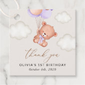 ベビーベア、紫色のバルーン、最初の誕生日 フェイバータグ (正面)