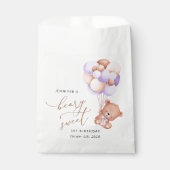 ベビーベア、紫色のバルーン、最初の誕生日 フェイバーバッグ (正面)