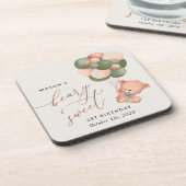 ベビーベア、緑のバルーン、最初の誕生日 コースター (左側)