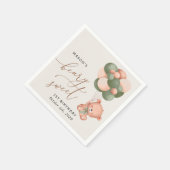 ベビーベア、緑のバルーン、最初の誕生日 スタンダードカクテルナプキン (角)