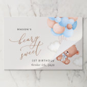 ベビーベア、青いバルーン、最初の誕生日 ペーパーパッド (折り畳み)