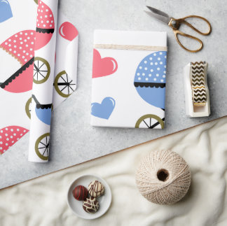 ベビーベビーカーとLOVE ラッピングペーパー