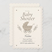 ベビーベビーカーのカスタマイズ 招待状 (正面/裏面)